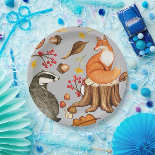 Herbstlaubs Badger & Fox Pappteller (Party)