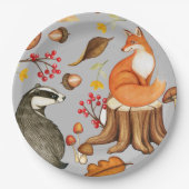 Herbstlaubs Badger & Fox Pappteller (Vorderseite)