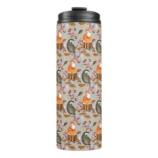 Herbstlaubs Badger & Fox Thermosbecher (Vorderseite)