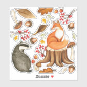 Herbstlaubs Badger & Fox Vinyl Decal Aufkleber (Blatt)
