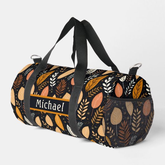Herbstlaubs Black Pattern Duffel Bag Duffle Bag (Rechte Ecke)