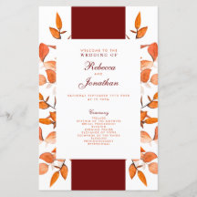 Herbstlaubs Burnt Orange Hochzeitsprogramm