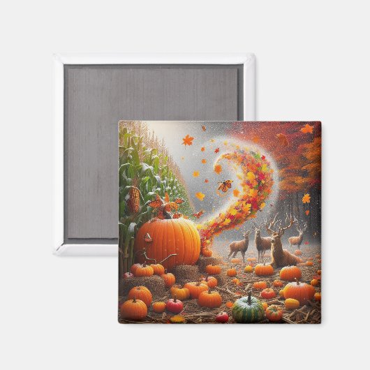 Herbstlaubs Deer Magnet (Vorderseite/Rückseite)