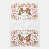 Herbstlaubs Eichhörnchen personalisieren Geschirrtuch (Vertikal)