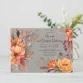 Herbstlaubs Floral Erntedank Friendsgiving Einladung (Stehend Vorderseite)