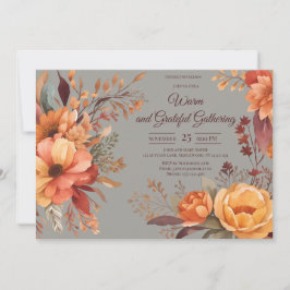 Herbstlaubs Floral Erntedank Friendsgiving Einladung