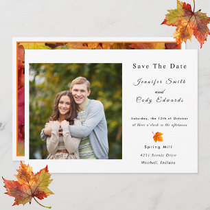 Herbstlaubs Foto Hochzeit speichern das Datum der  Einladung