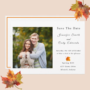 Herbstlaubs Foto Hochzeit speichern das Datum der  Einladung