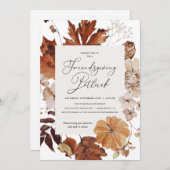 Herbstlaubs Friendsgiving Potluck Erntedank Einladung (Vorne/Hinten)