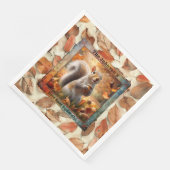 Herbstlaubs Funny Squirrel Paper Napkin Serviette (Ecke)
