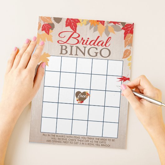 Herbstlaubs-Geschenk Bingo Brautparty Game Pack Notizblock