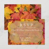 Herbstlaubs Gold Foil Wedding RSVP Karte (Vorne/Hinten)