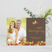 Herbstlaubs Happy Thanksgiving Foto Flachkarte Einladung (Stehend Vorderseite)