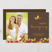 Herbstlaubs Happy Thanksgiving Foto Flachkarte Einladung (Vorne/Hinten)