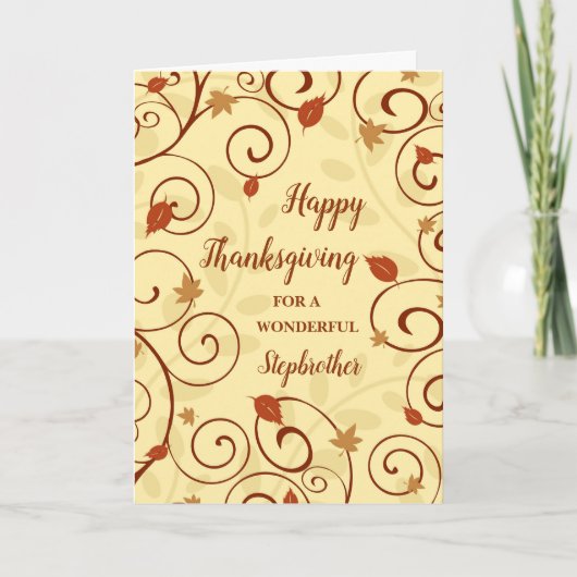 Herbstlaubs Happy Thanksgiving Stepbruder Feiertagskarte (Vorderseite)