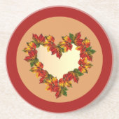 Herbstlaubs Heart Sandstone Untersetzer (Vorne)