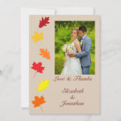 Herbstlaubs Hochzeit Dankeskarte (Vorderseite)