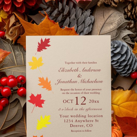 Herbstlaubs Hochzeit Einladung