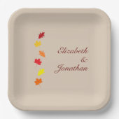 Herbstlaubs Hochzeit Pappteller (Vorderseite)