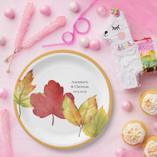 Herbstlaubs Hochzeit Pappteller (Party)