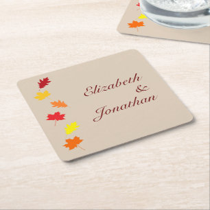 Herbstlaubs Hochzeit Rechteckiger Pappuntersetzer