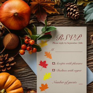 Herbstlaubs Hochzeit RSVP Karte