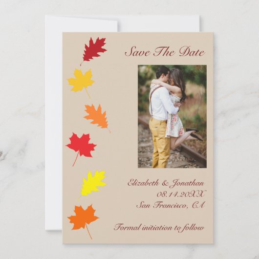 Herbstlaubs Hochzeit Save The Date (Vorderseite)