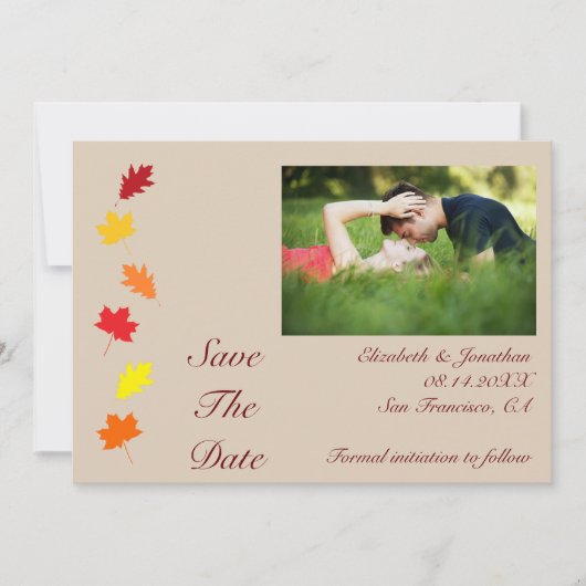 Herbstlaubs Hochzeit Save The Date (Vorderseite)