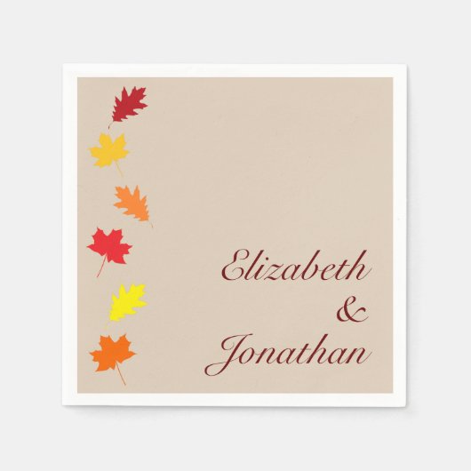 Herbstlaubs Hochzeit Serviette (Vorderseite)