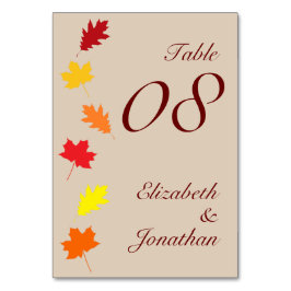 Herbstlaubs Hochzeit Tischnummer
