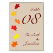 Herbstlaubs Hochzeit Tischnummer (Vorderseite)