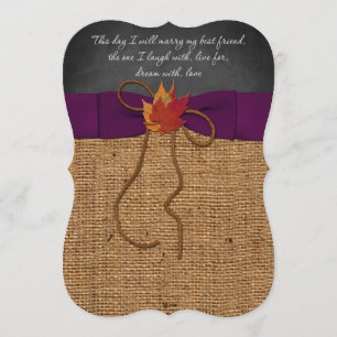 Herbstlaubs IMITATE Burlap, Chalkboard Hochzeit Ei Einladung