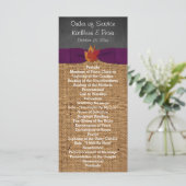 Herbstlaubs IMITATE Burlap Chalkboard Hochzeitspro Programm (Stehend Vorderseite)