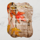 Herbstlaubs & Lights Mason Jars Rustikale Hochzeit Einladung (Vorne/Hinten)