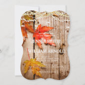 Herbstlaubs & Lights Mason Jars Rustikale Hochzeit Einladung (Vorderseite)