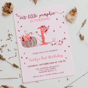 Herbstlaubs Little Pumpkin Erster Geburtstag Einladung