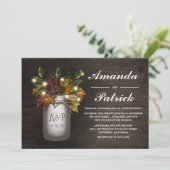 Herbstlaubs Mason Jar Rustic Wedding Einladungen (Stehend Vorderseite)