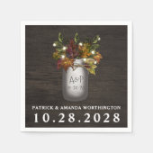 Herbstlaubs Mason Jar Rustic Wedding Napkins Serviette (Vorderseite)