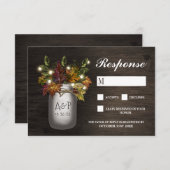 Herbstlaubs Mason Jar Rustic Wedding RSVP Cards (Vorne/Hinten)