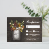 Herbstlaubs Mason Jar Rustic Wedding RSVP Cards Karte (Stehend Vorderseite)
