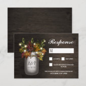 Herbstlaubs Mason Jar Rustic Wedding RSVP Cards Karte (Vorne/Hinten)