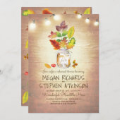 Herbstlaubs Mason Jar Rustikale Probe Abendessen Einladung (Vorne/Hinten)