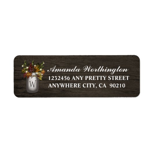 Herbstlaubs Mason Jar Wedding Address Labels (Vorne)