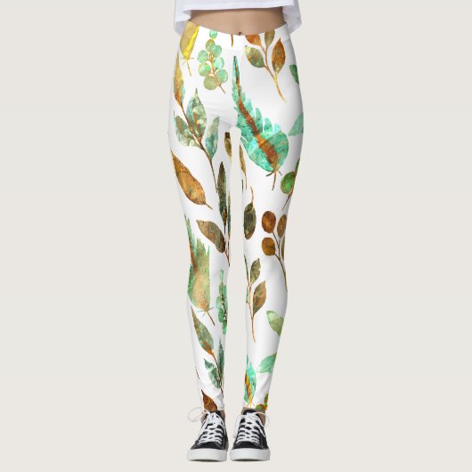 Herbstlaubs Muster Leggings (Vorderseite)