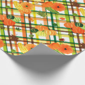 Herbstlaubs Pumpkin Kariert Pattern Geschenkpapier (Ecke)