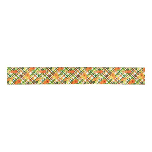 Herbstlaubs Pumpkin Kariert Pattern Ripsband (Vorderseite)