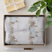 Herbstlaubs Pumpkin Watercolor Blue n White Rustic Seidenpapier (Geschenk)