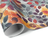 Herbstlaubs Red Beige Blue Erntedank Geschenkpapier (Rolleneckpunkt)