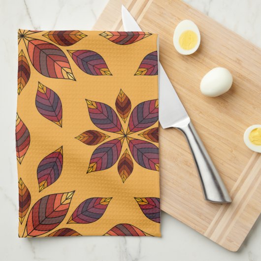 Herbstlaubs Rosette Geschirrtuch (Viertel Falte)