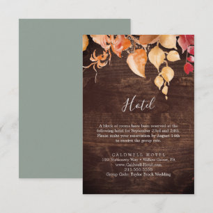 Herbstlaubs Rustic Brown Wood Hotel Umschließungsk Begleitkarte